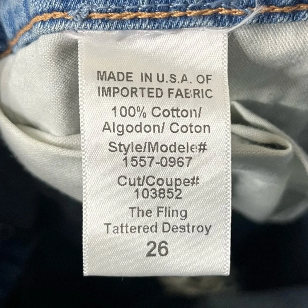 CURRENT/ELLIOT The Fling Boyfriend Fit Tattered Destroy Distressed Jeans